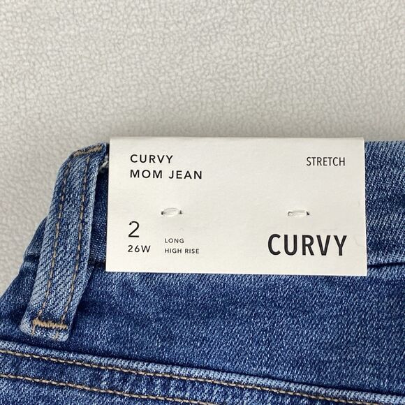 American Eagle Womens 2L Curvy Mom Jeans High Rise Blue Stretch Denim New Y2K - Picture 12 of 16